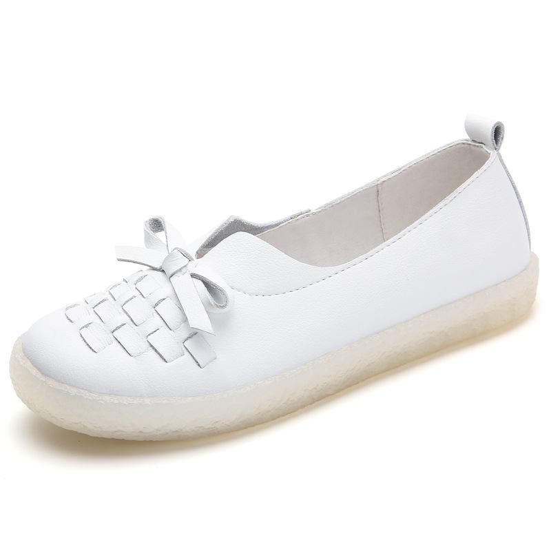 Slip-on For Kvinner I Ensfarget Vevd Sløyfe Asakuchi Flats Loafers-sko