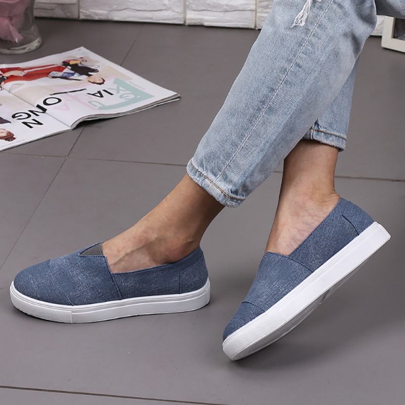 Solid Color Slip On Loafers