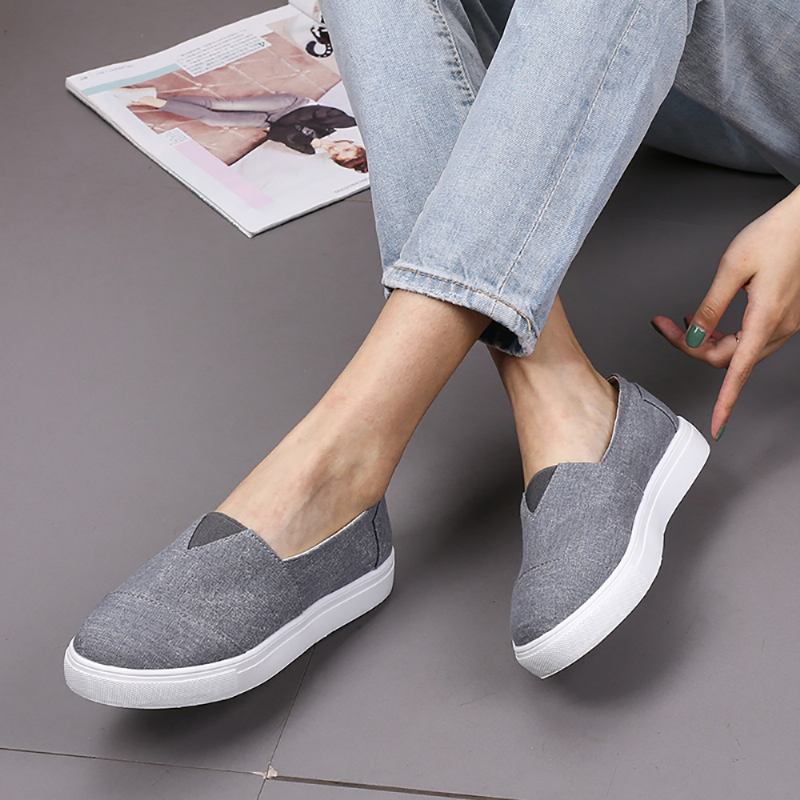 Solid Color Slip On Loafers