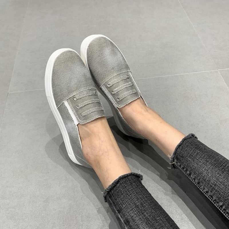 Stor Størrelse Dame Elastisk Band Loafers Canvas Dame Flats