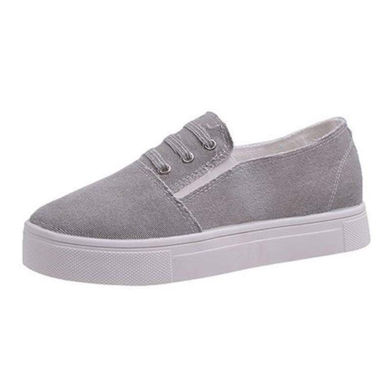 Stor Størrelse Dame Elastisk Band Loafers Canvas Dame Flats