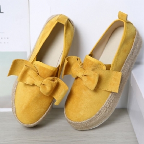 Stor Størrelse Kvinner Fritids Butterfly Knot Straw Platform Loafers