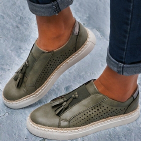 Stor Størrelse Kvinner Håndvev Komfortable Hollow Out Fringe Loafers