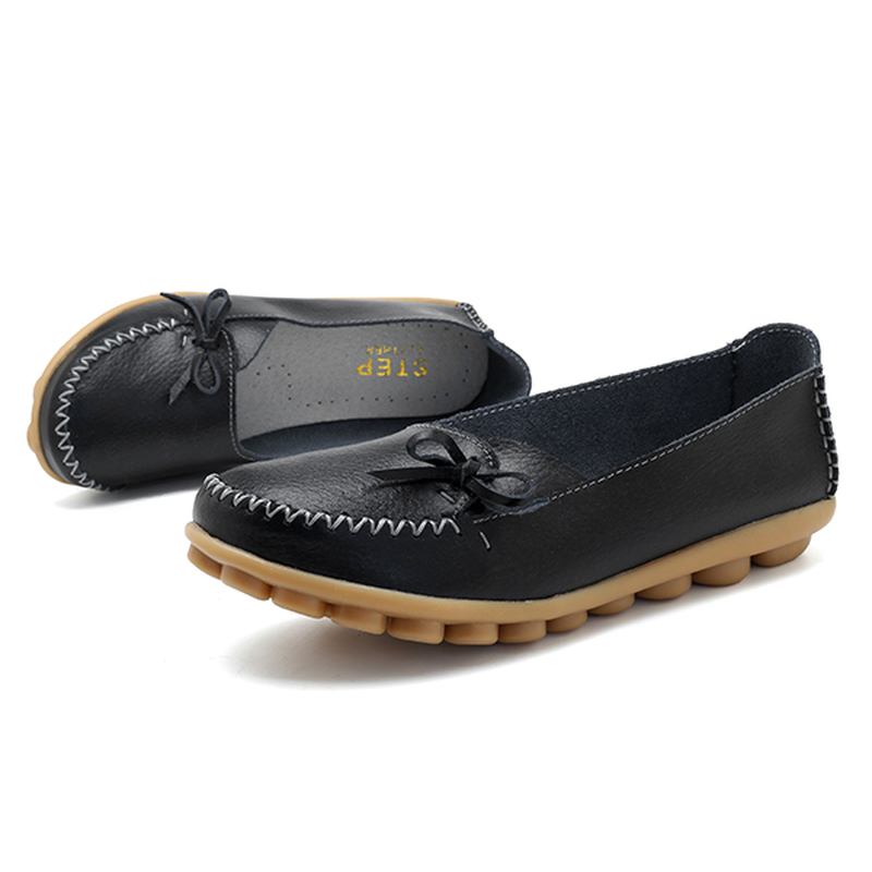 Større Størrelse Kvinner Fritids Shoe Leather Flat Loafers