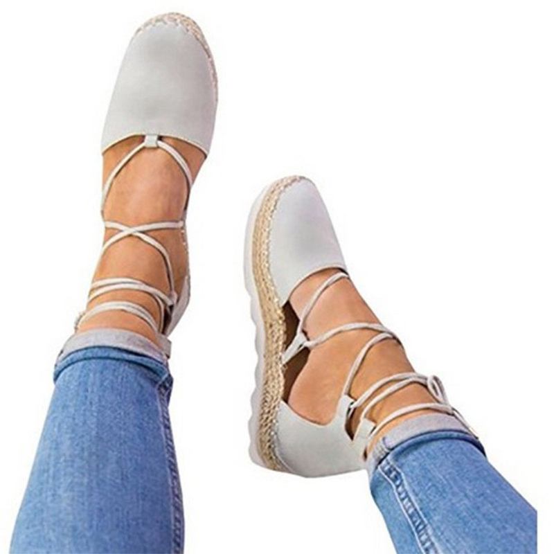 Strappy Espadrilles For Kvinner Pluss Størrelse Fritids Solide Sommerplattformsandaler