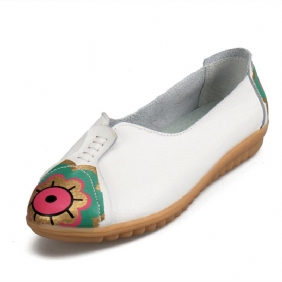 Sun Eye Blomstermønster Mykt Skinn Slip-ons Lazy Driving Flat Loafers