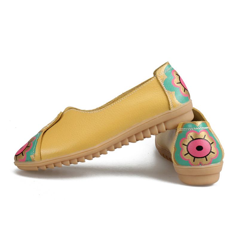 Sun Eye Blomstermønster Mykt Skinn Slip-ons Lazy Driving Flat Loafers