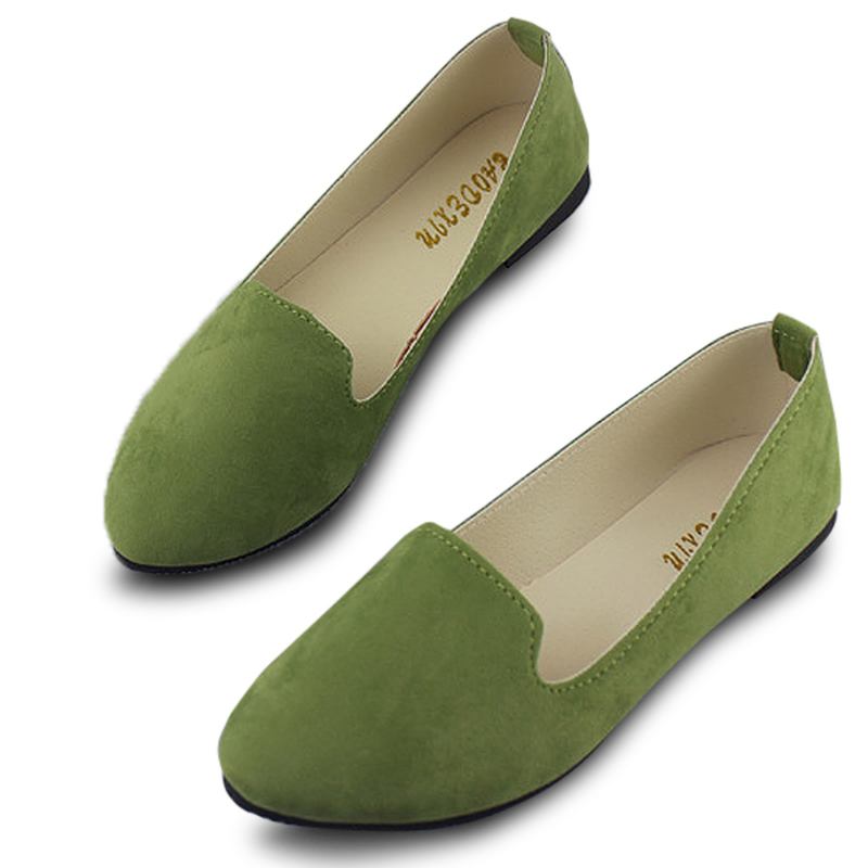 Us Størrelse 5-11 Dame Flats Komfortabel Uformell Slip On Spiss Toe Semsket Flat Loafers Sko