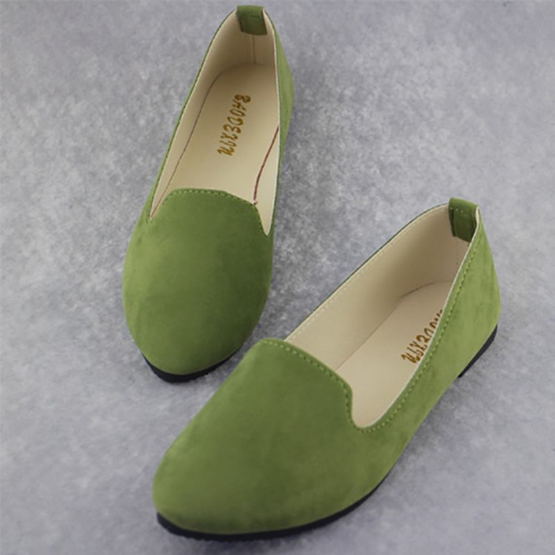 Us Størrelse 5-11 Dame Flats Komfortabel Uformell Slip On Spiss Toe Semsket Flat Loafers Sko