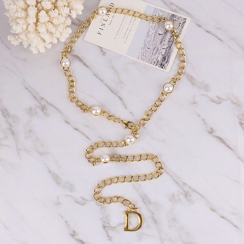 Europeisk Og Amerikansk Personlighet Fasjonable Wild Light Luxury Metal Chain Letters