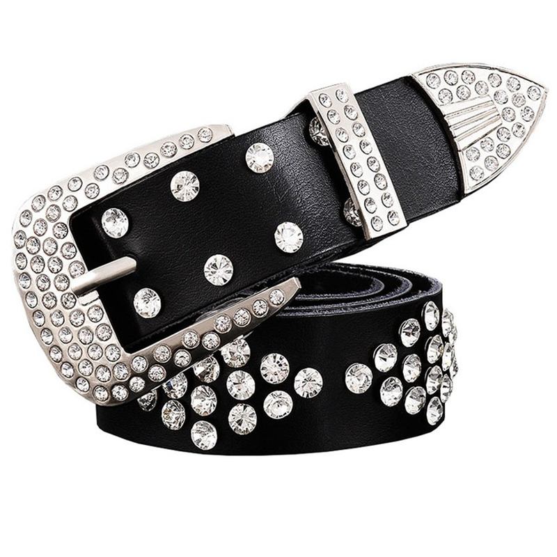 Leather Diamond Box Innlagt Med Rhinestones Foreign Trade Dame Pin Spenne Diamond Belte