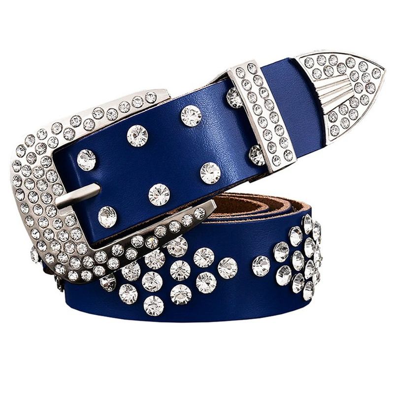 Leather Diamond Box Innlagt Med Rhinestones Foreign Trade Dame Pin Spenne Diamond Belte