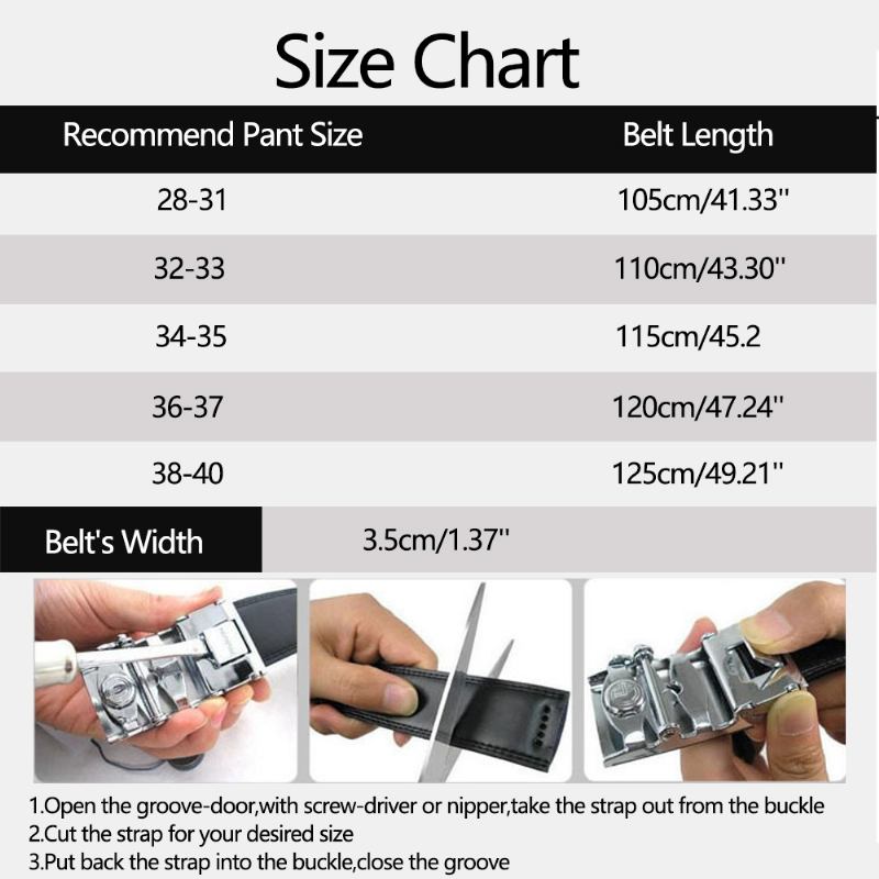 Menn Ekte Skinn Business Enkel Dobbel Skralle Automatisk Spenne Spenne Belte