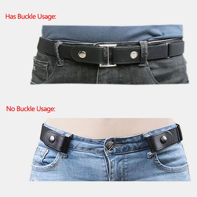 Menn Pu-skinn Justerbar Slank Elastisk Usynlig Dual-usage Wild Jeans Belte