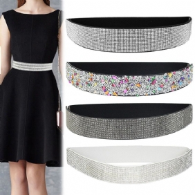 Rhinestones And Diamonds Elastisk Bredt Belte Blinkende Diamanter Dame Allsidig Crystal Stretch