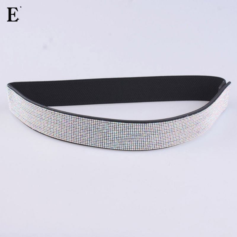 Rhinestones And Diamonds Elastisk Bredt Belte Blinkende Diamanter Dame Allsidig Crystal Stretch