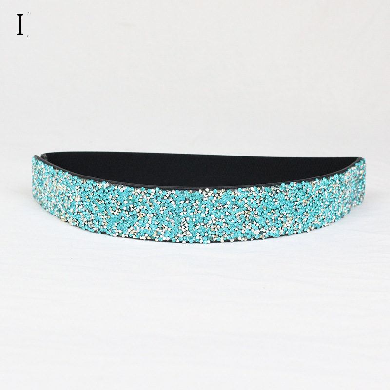 Rhinestones And Diamonds Elastisk Bredt Belte Blinkende Diamanter Dame Allsidig Crystal Stretch