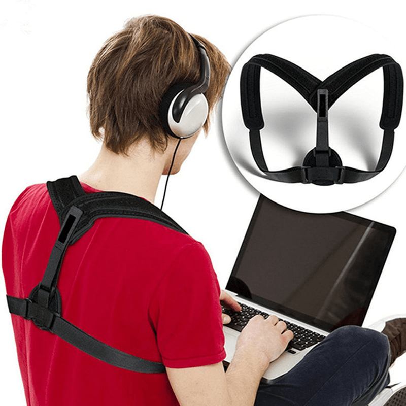 Voksen Justerbar Posture Corrector Brace Skulder Back Correction Support Belte