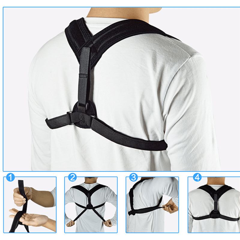 Voksen Justerbar Posture Corrector Brace Skulder Back Correction Support Belte