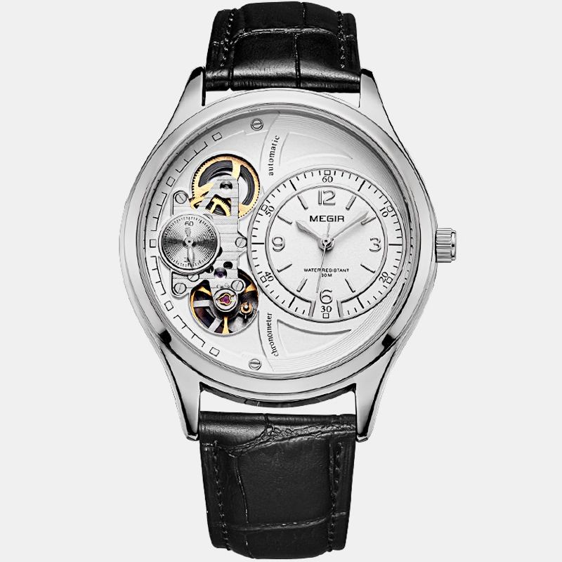 Business Style Menn Armbåndsur Hollow Dial Automatisk Mekanisk Klokke