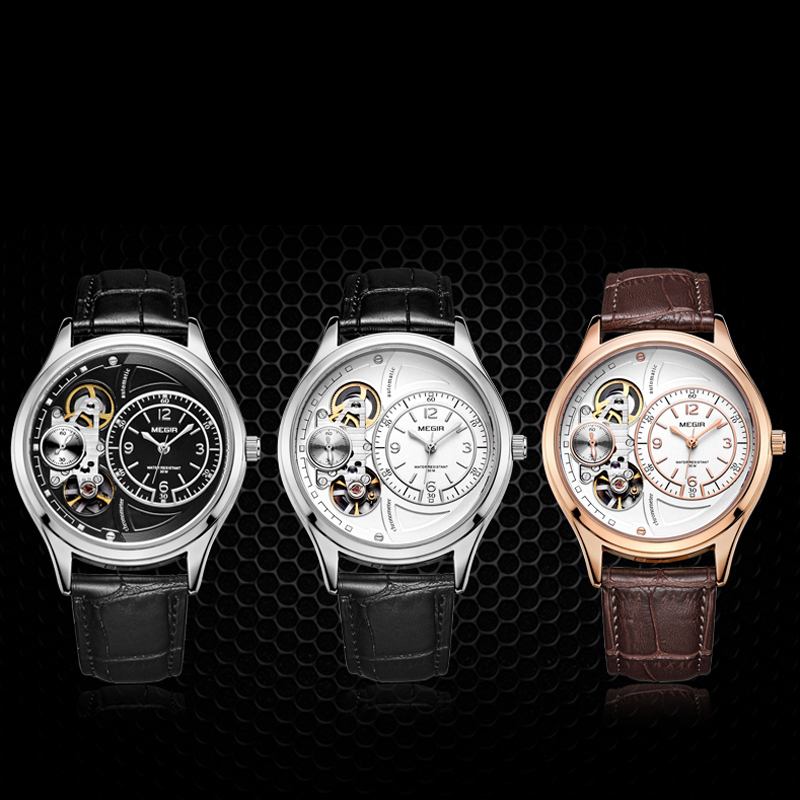 Business Style Menn Armbåndsur Hollow Dial Automatisk Mekanisk Klokke