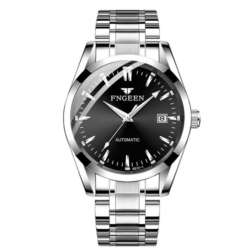 Mote Menn Business Style Full Steel Watch Lysende Display Automatisk Mekanisk Klokke