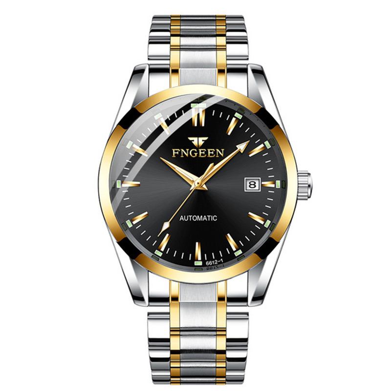 Mote Menn Business Style Full Steel Watch Lysende Display Automatisk Mekanisk Klokke