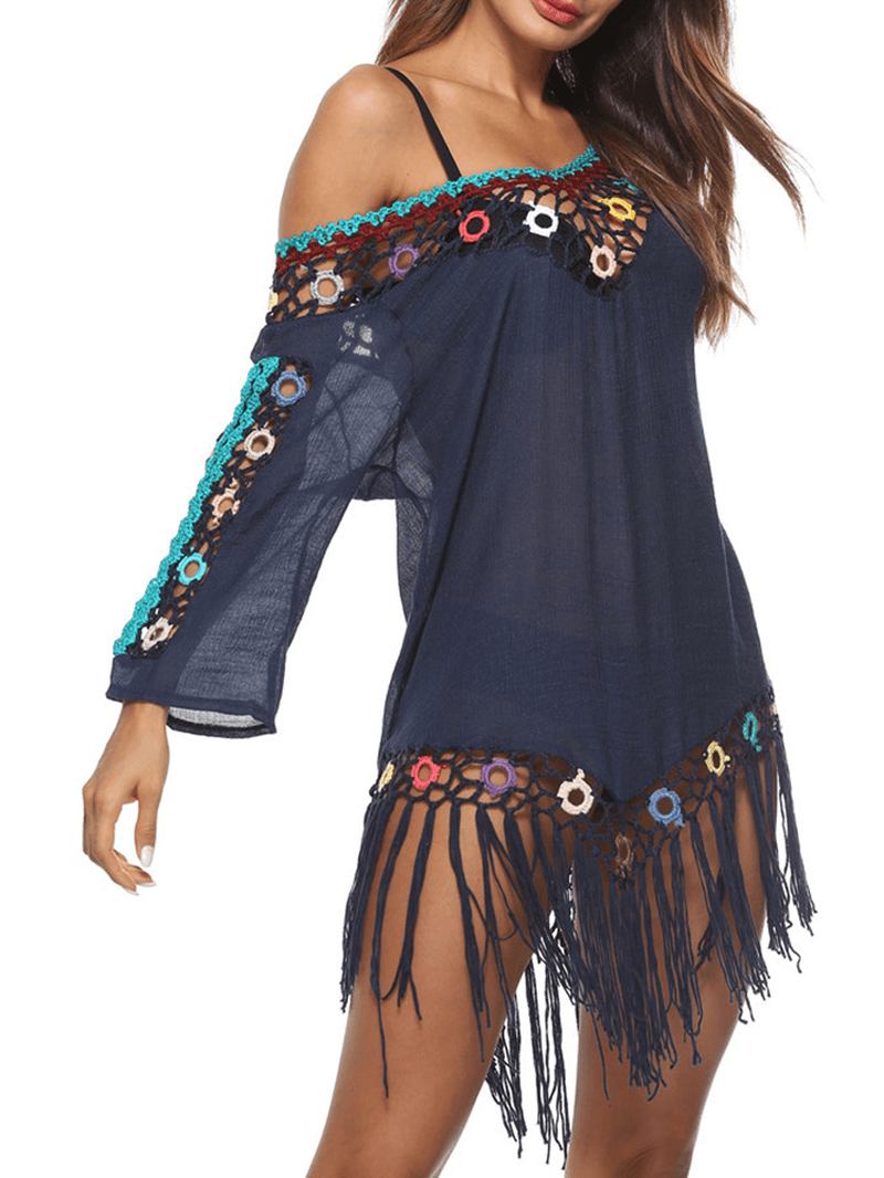 Tassel 3d Hook Blomstrete Beach Sun Protection Cover-ups