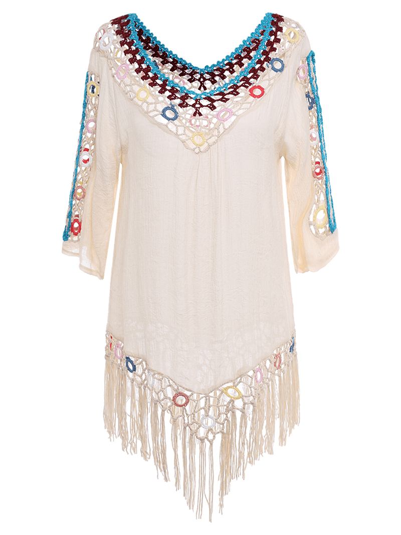 Tassel 3d Hook Blomstrete Beach Sun Protection Cover-ups