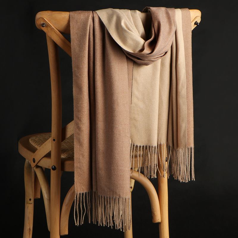 Dobbeltsidig Cashmere Skjerf Dame Vinter Koreansk Stil Wild Tassel Sjal