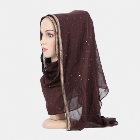 Hijab Skjerf Chiffon Beaded Lange Skjerf