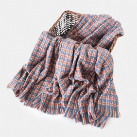 Kvinner Kunstig Cashmere Fargerike Houndstooth Woven Dusk Mote Varme Sjal Skjerf