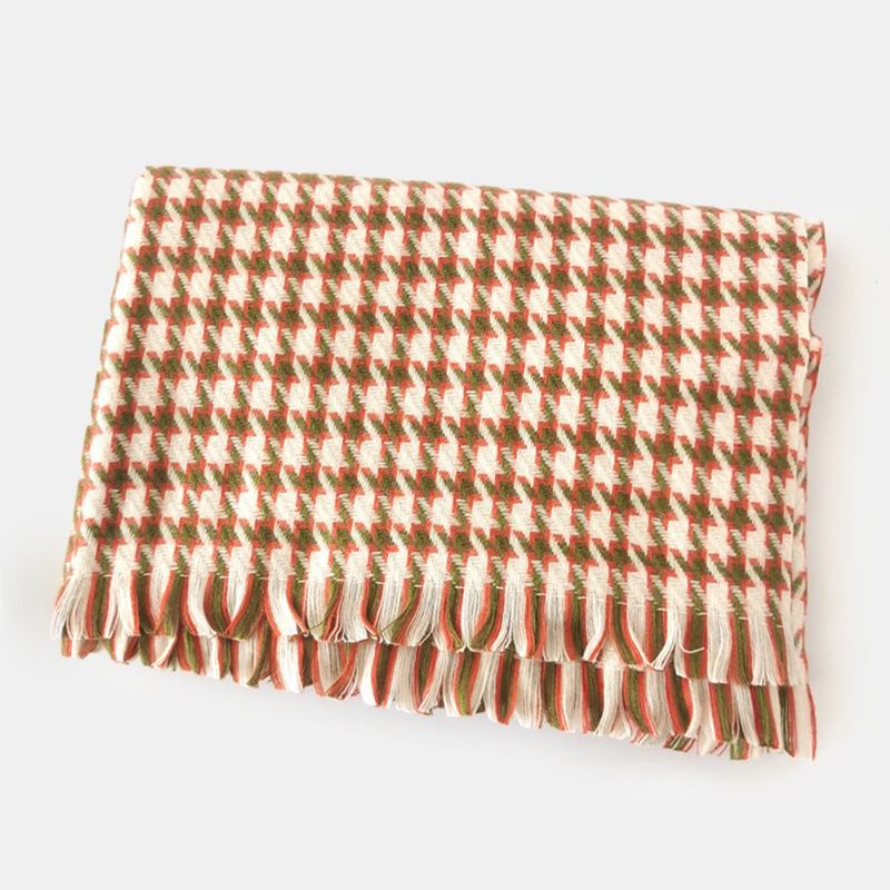 Kvinner Kunstig Cashmere Fargerike Houndstooth Woven Dusk Mote Varme Sjal Skjerf