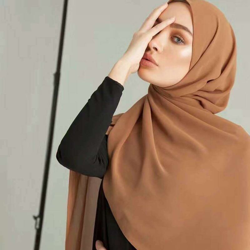 Kvinner Monokrom Etnisk Perle Chiffon Boble Håndkle Pannebånd Hijab Skjerf Arabisk Sjal Turban Lue