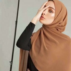 Kvinner Monokrom Etnisk Perle Chiffon Boble Håndkle Pannebånd Hijab Skjerf Arabisk Sjal Turban Lue