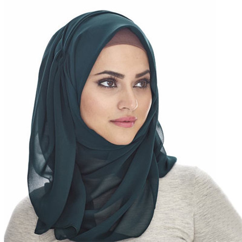 Kvinner Monokrom Etnisk Perle Chiffon Boble Håndkle Pannebånd Hijab Skjerf Arabisk Sjal Turban Lue