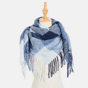 Kvinner Tie-dyed Kontrastfarge Stripe Gittermønster Dusk Vinter Hold Varmen Multi-purpose Skjerf Sjal