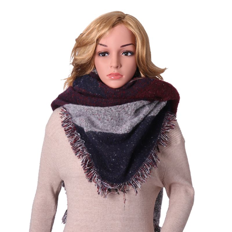 Kvinner Varm Cashmere Dusk Sjal Sjekket Wrap Stole