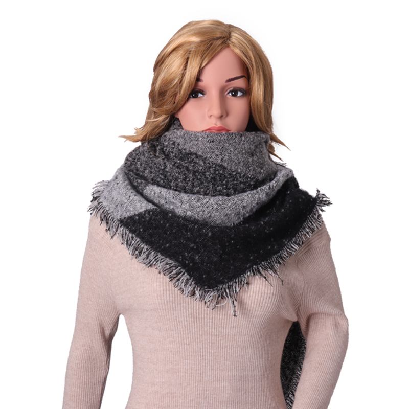 Kvinner Varm Cashmere Dusk Sjal Sjekket Wrap Stole