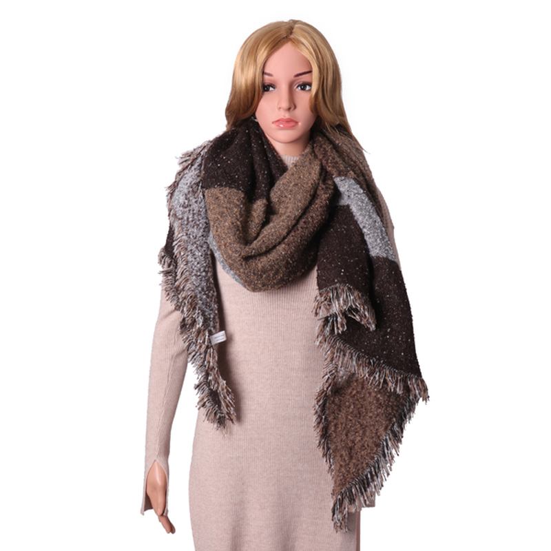 Kvinner Varm Cashmere Dusk Sjal Sjekket Wrap Stole