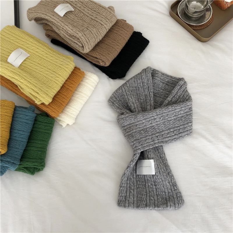 Pure Color Cashmere Strikket Fortykket Kors Varmt Skjerf