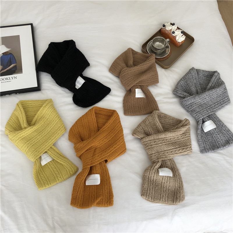 Pure Color Cashmere Strikket Fortykket Kors Varmt Skjerf