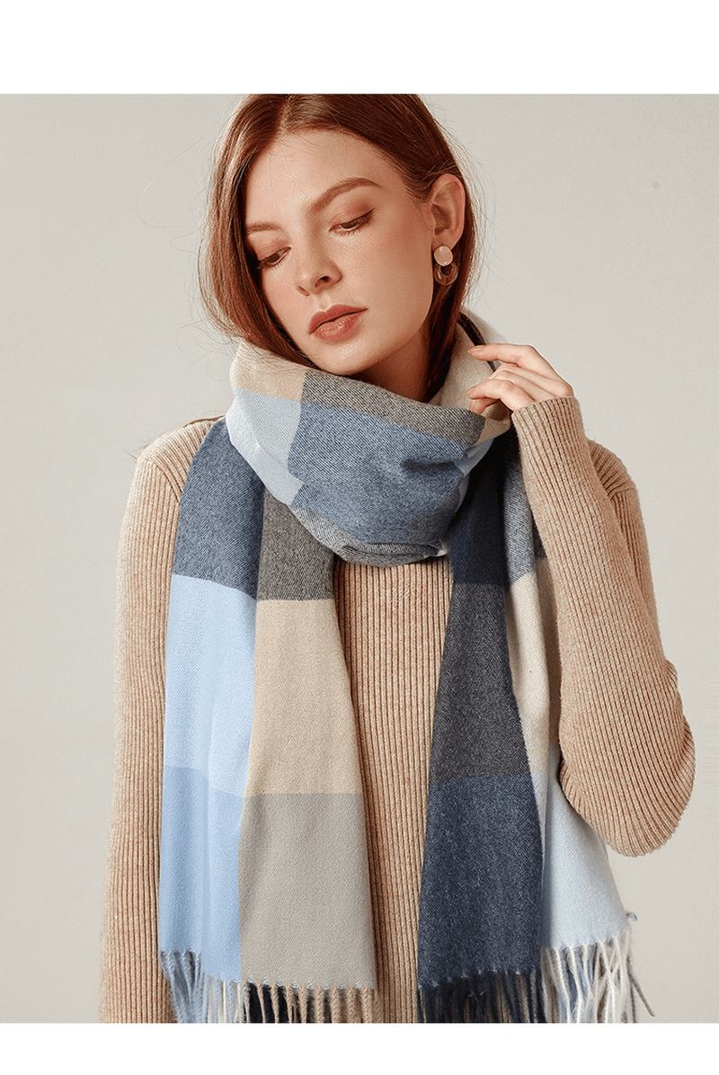 Sjal Skjerf Vintervarme Cashmere Dusk Rutet Langsmekke