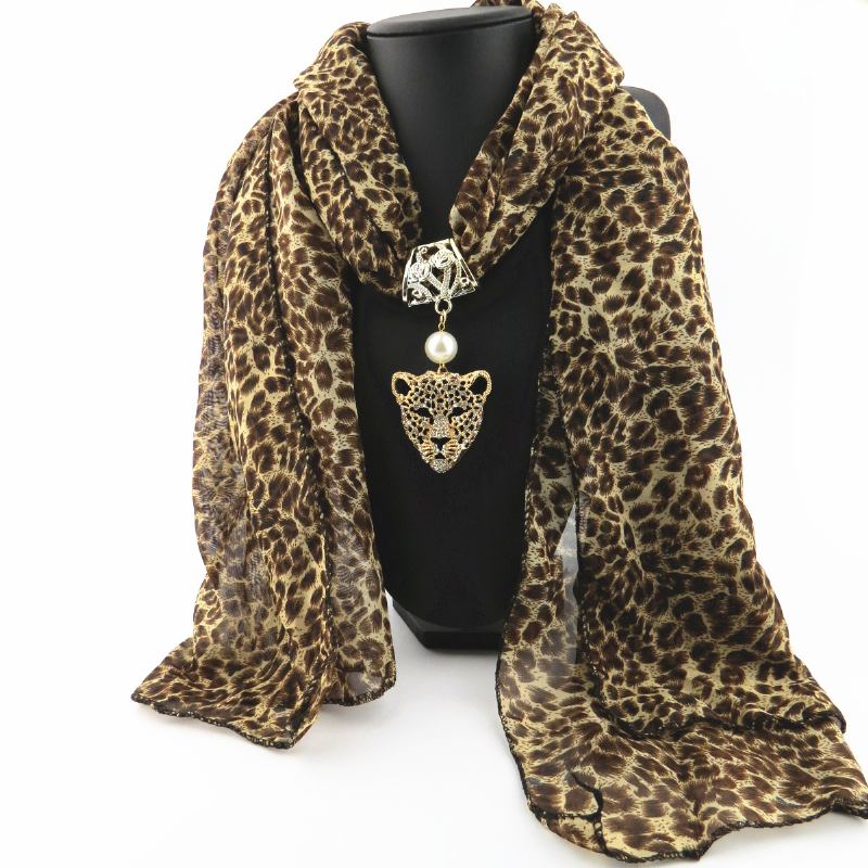 Skriv Ut Anheng Skjerf Beaded Anheng Scarfprinted Chiffon Halskjede