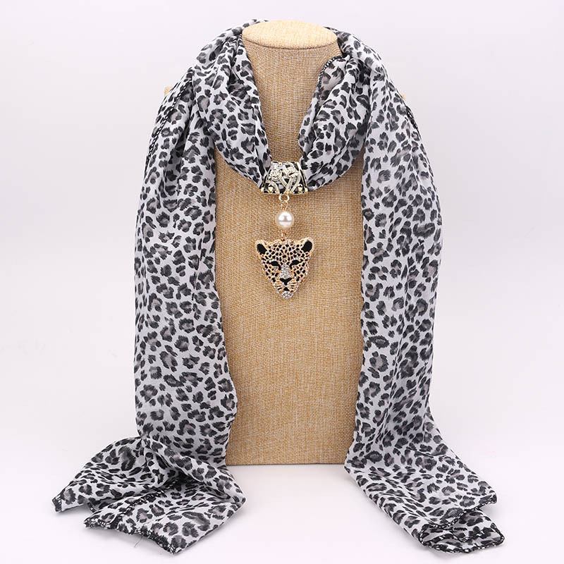 Skriv Ut Anheng Skjerf Beaded Anheng Scarfprinted Chiffon Halskjede