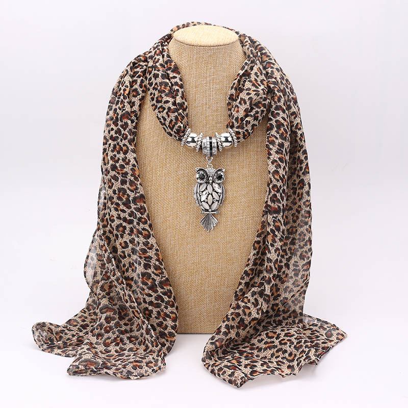 Skriv Ut Anheng Skjerf Beaded Anheng Scarfprinted Chiffon Halskjede