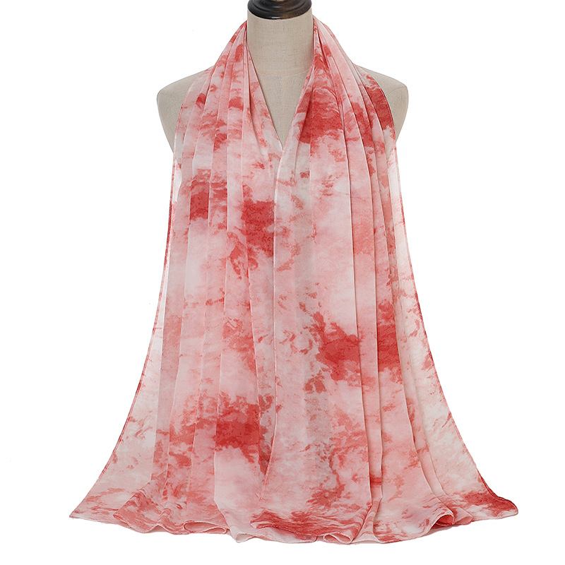 Tie-dye Trykt Perle Chiffon Skjerf Sjal