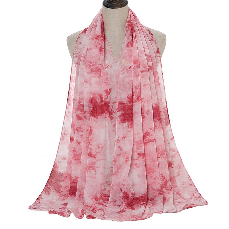 Tie-dye Trykt Perle Chiffon Skjerf Sjal