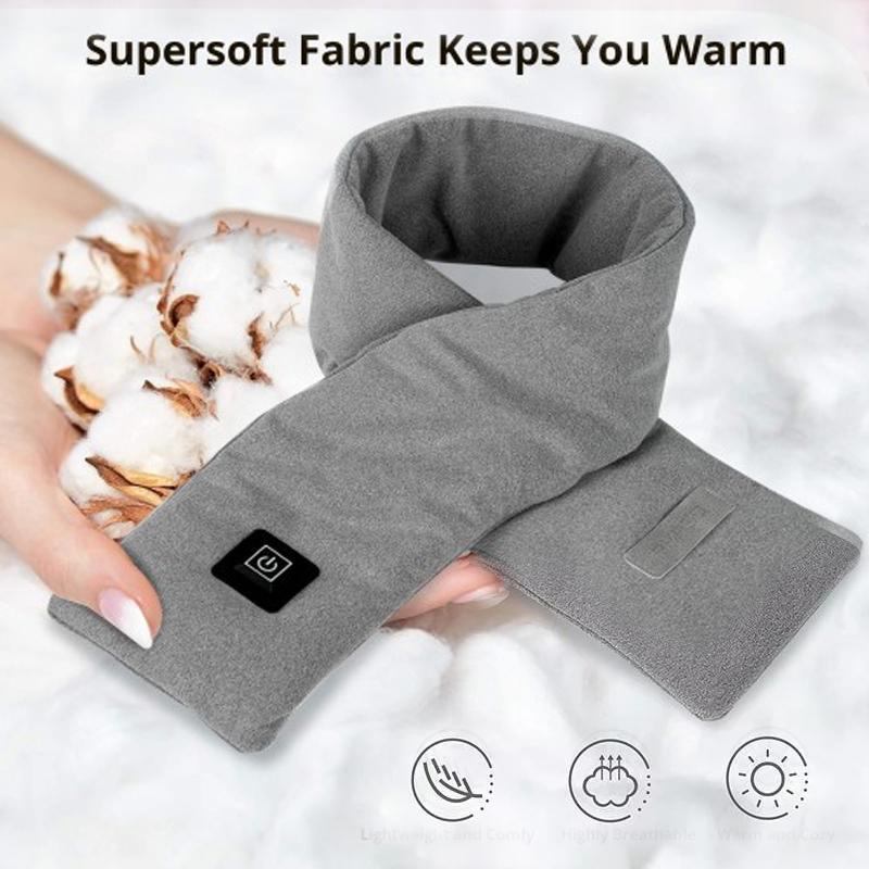 Unisex Fleece Bomull Smart Oppvarming Skjerf Usb Vinter Elektrisk Varmende Skjerf Nakkebeskytter Kaldt Lading Skjerf