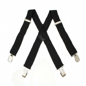 Herre Terylene 4 Clips High Stretch Elastisk Svart Hvit Suspenders